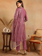 Women Pink Silk Blend Embroidered Straight Kurta Pant Set With Dupatta-PKSKD2371
